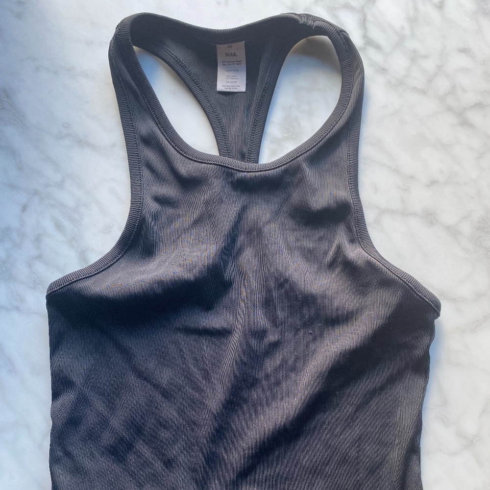 SoulCycle Cropped Ribbed Racer Tank XS racerback